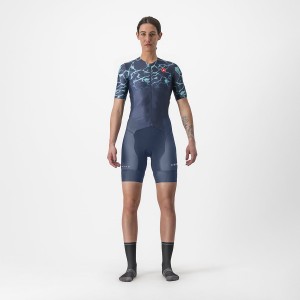 Castelli FREE SANREMO 2 W SHORT SLEEVE Naisten Puvut Sininen Vaaleanturkoosi | LMZY-59860