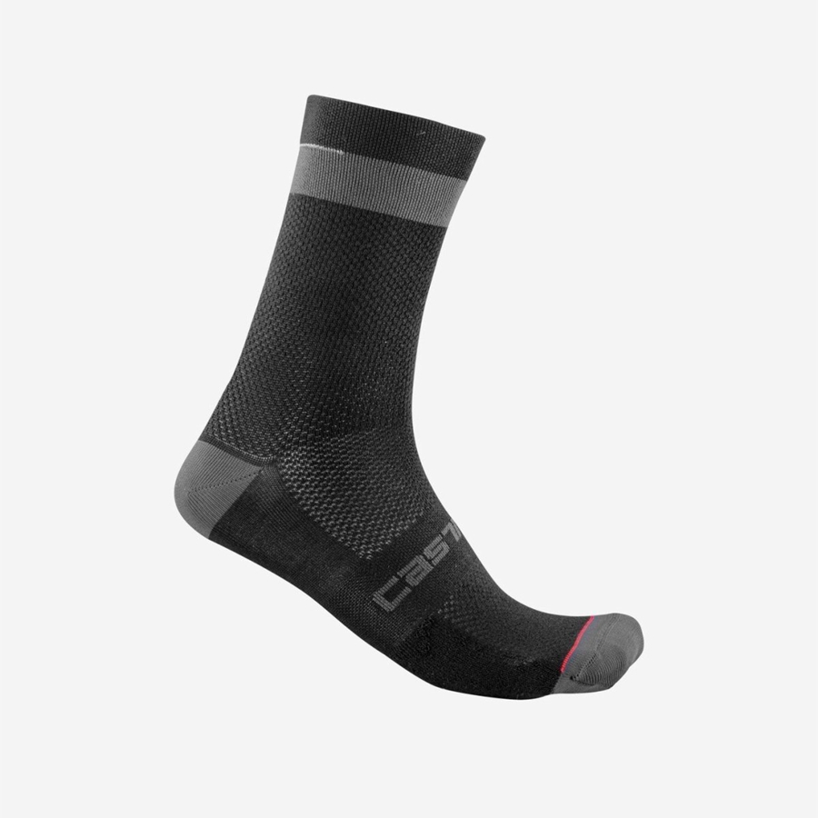 Castelli ALPHA 18 Miesten Sukat Mustat Tummanharmaat | DKLR-32901