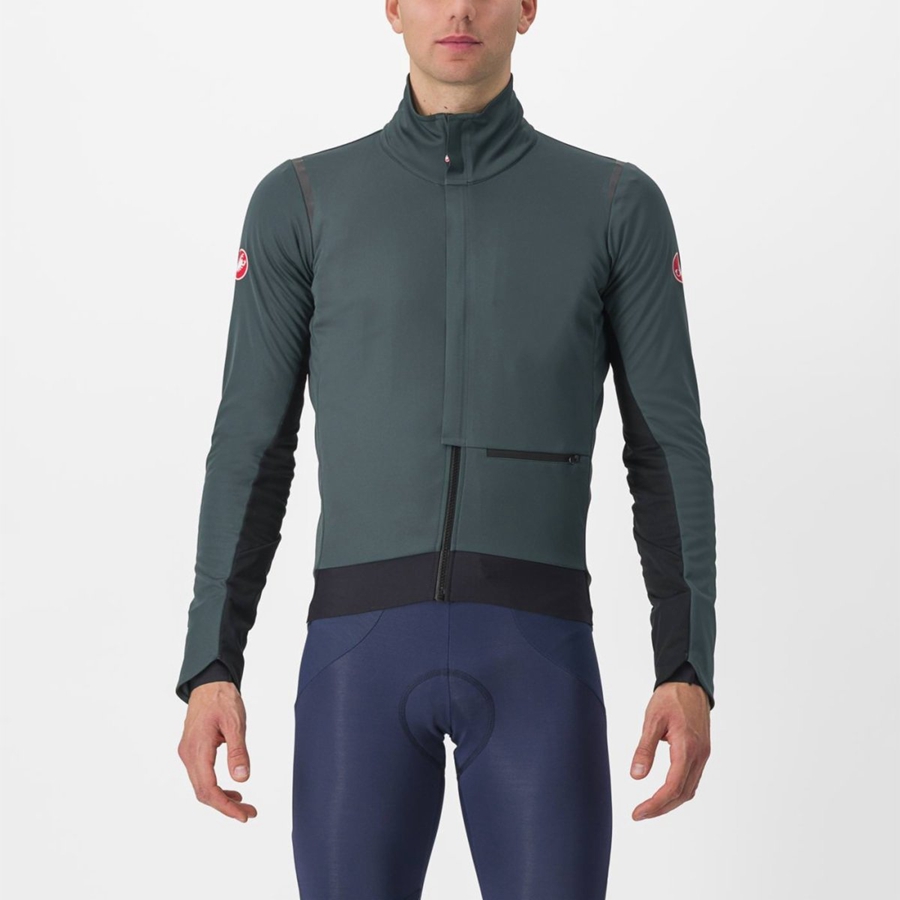 Castelli ALPHA DOPPIO ROS Miesten Takit Vihreä Mustat | AUQD-69285