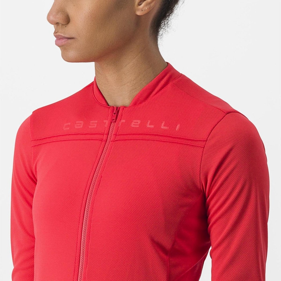 Castelli ANIMA 4 LONG SLEEVE Naisten Pelipaita Punainen | RVDB-37510