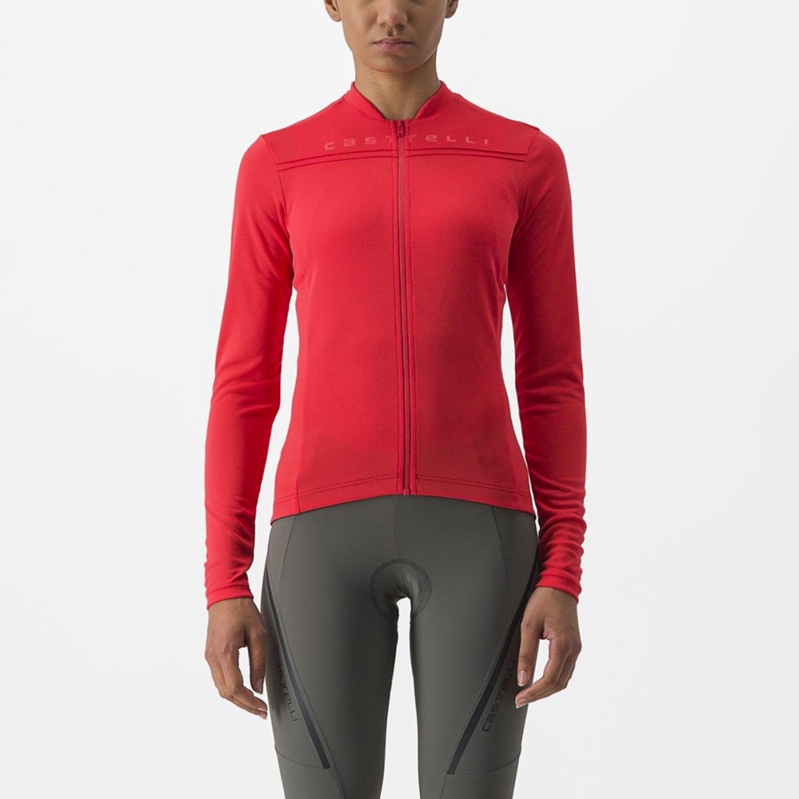 Castelli ANIMA 4 LONG SLEEVE Naisten Pelipaita Punainen | RVDB-37510