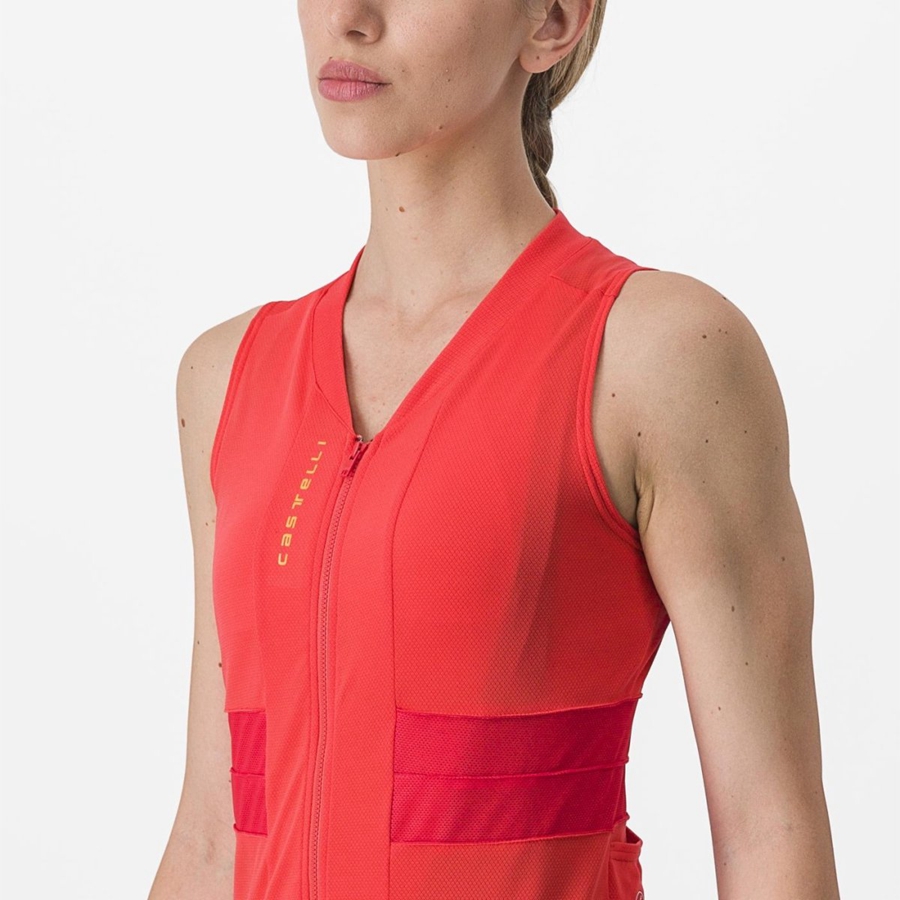 Castelli ANIMA 4 SLEEVELESS Naisten Pelipaita Oranssi | WPSJ-17396