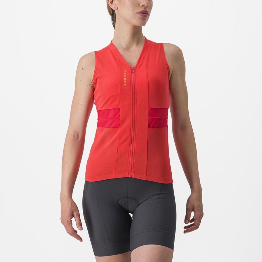 Castelli ANIMA 4 SLEEVELESS Naisten Pelipaita Oranssi | WPSJ-17396