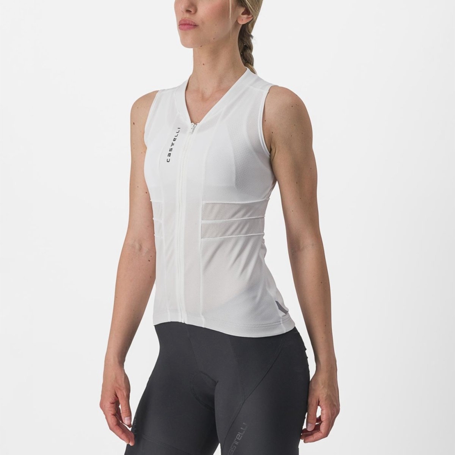 Castelli ANIMA 4 SLEEVELESS Naisten Pelipaita Valkoinen Mustat | AHJO-73018