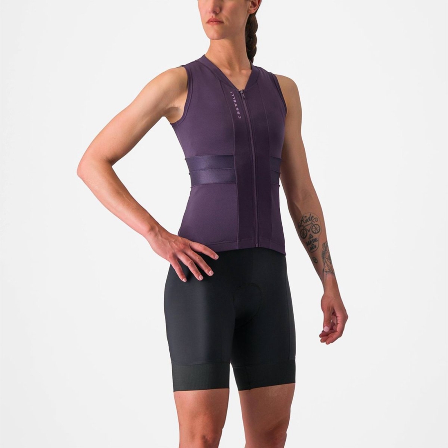 Castelli ANIMA 4 SLEEVELESS Naisten Pelipaita Violetit Valkoinen | VUHY-38642