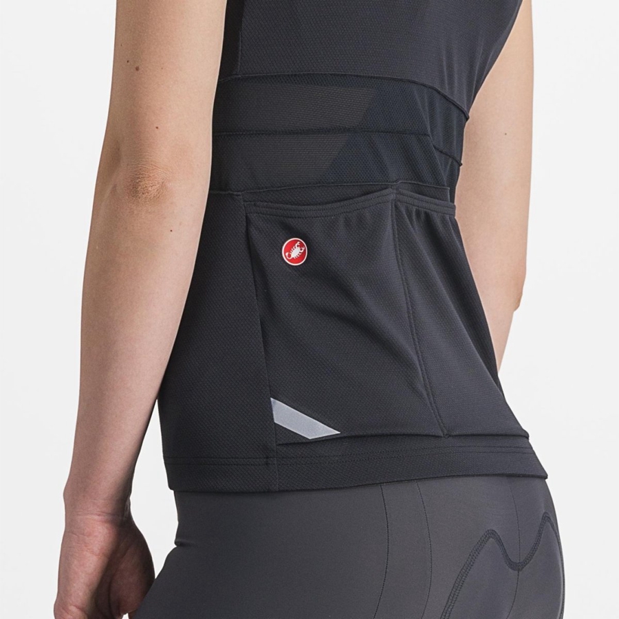 Castelli ANIMA 4 SLEEVELESS Naisten Pelipaita Mustat Valkoinen | ZEAY-71682