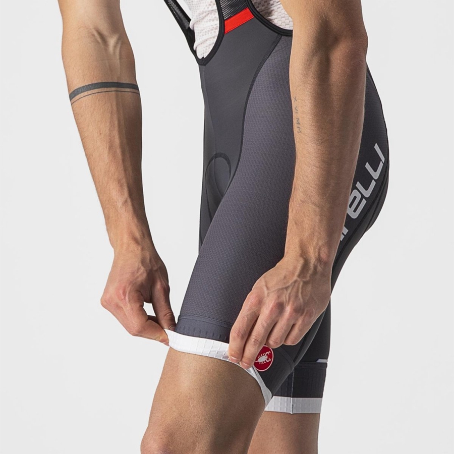 Castelli COMPETIZIONE KIT Miesten Bib Shortsit Tummanharmaat Hopea Harmaat | MTPA-46029