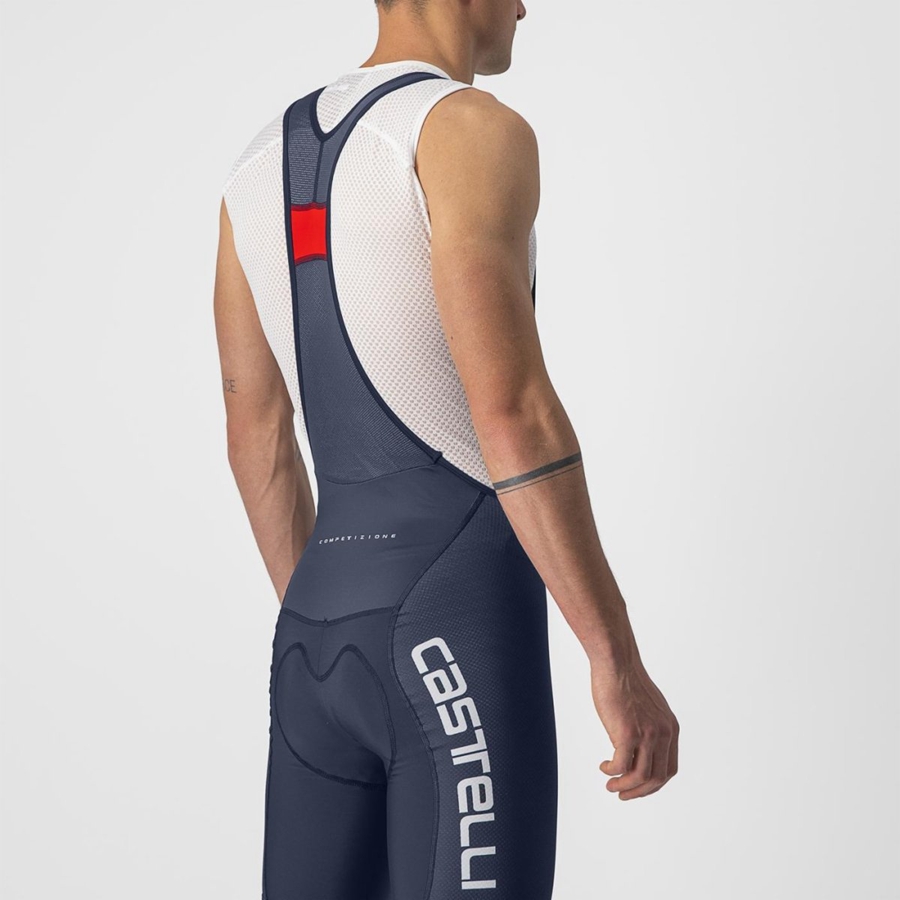 Castelli COMPETIZIONE KIT Miesten Bib Shortsit Sininen Valkoinen Hopea | FAMQ-45798