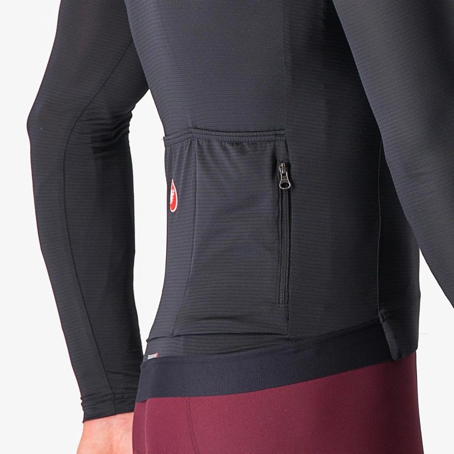 Castelli ESPRESSO LS Miesten Pelipaita Mustat Tummanharmaat | WRMA-04952