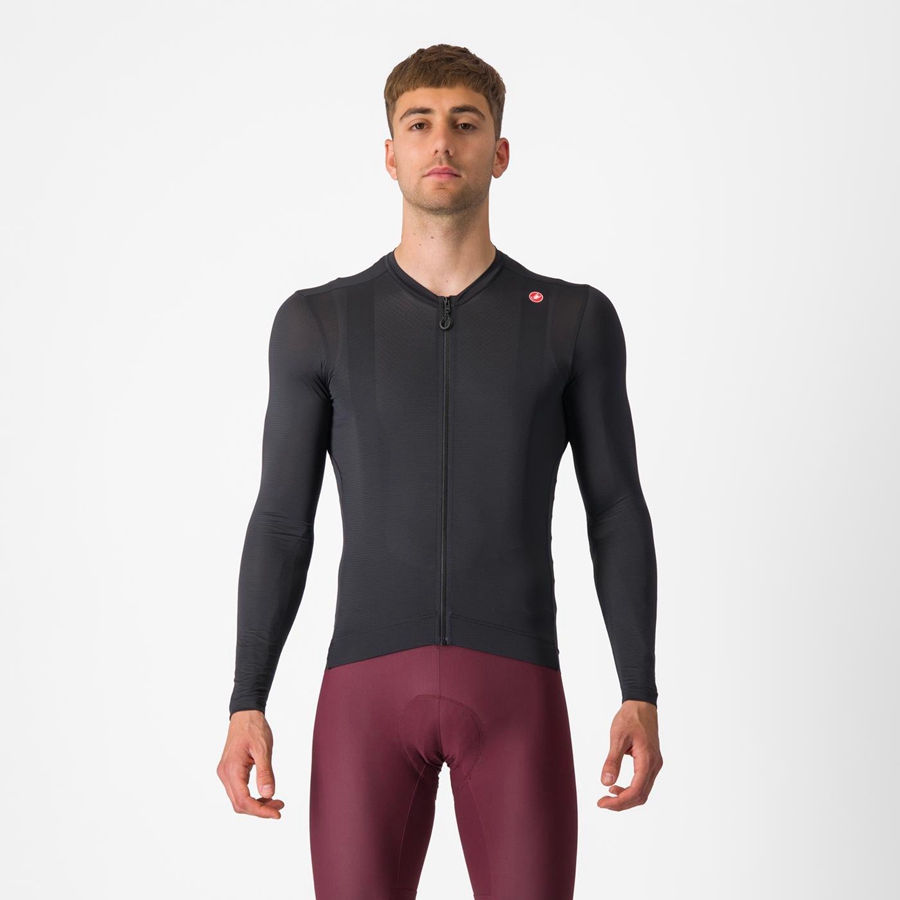 Castelli ESPRESSO LS Miesten Pelipaita Mustat Tummanharmaat | WRMA-04952