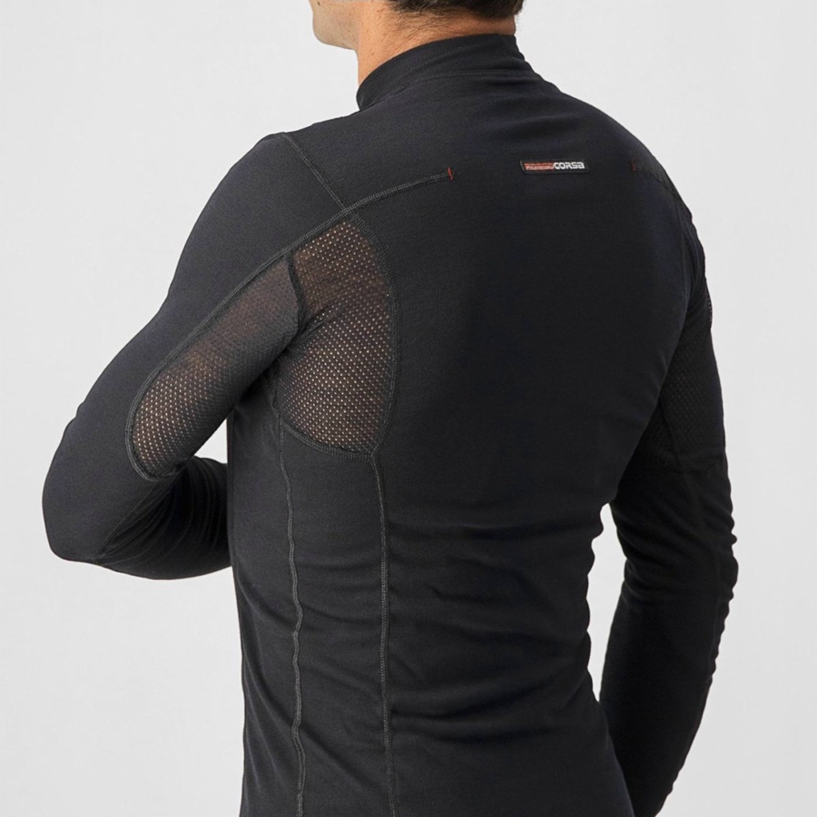 Castelli FLANDERS WARM LONG SLEEVE Miesten Base Layer Mustat | EJVP-70841