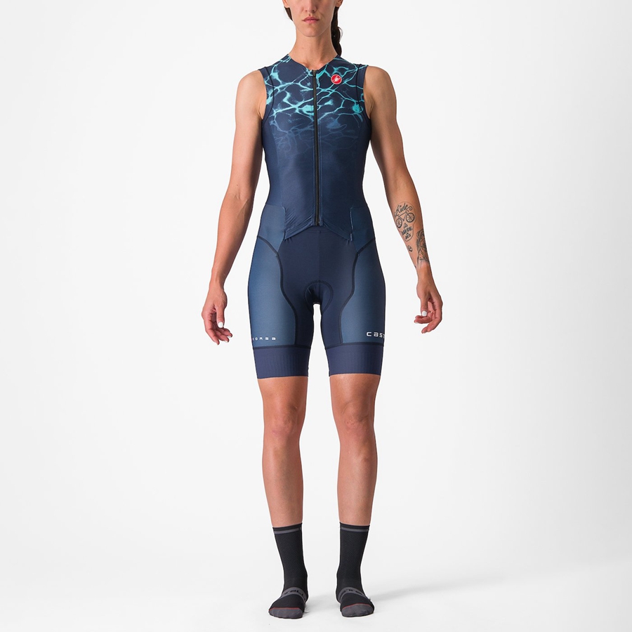 Castelli FREE SANREMO W SLEEVELESS Naisten Puvut Sininen Vaaleanturkoosi | NKJS-65047