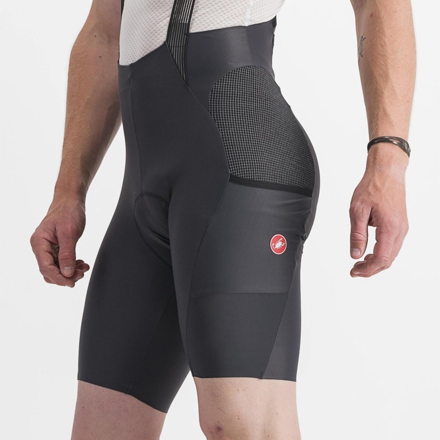 Castelli FREE UNLIMITED Miesten Bib Shortsit Tummanharmaat | ACNH-02543