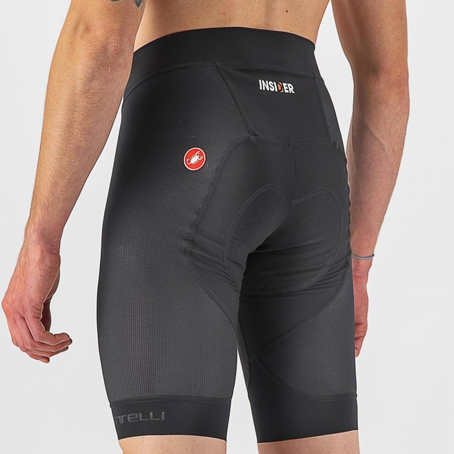 Castelli INSIDER Miesten Shortsit Mustat | CQJT-51863