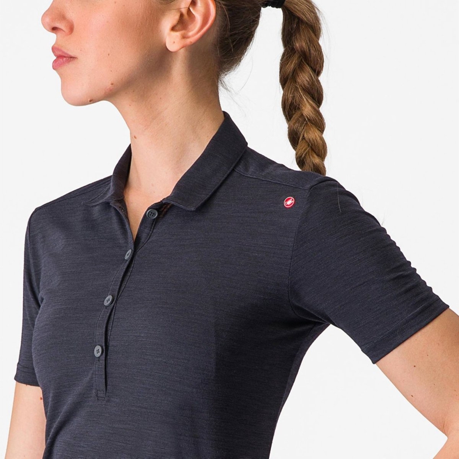 Castelli MERINO W POLO Naisten Casual Mustat | ANML-02714