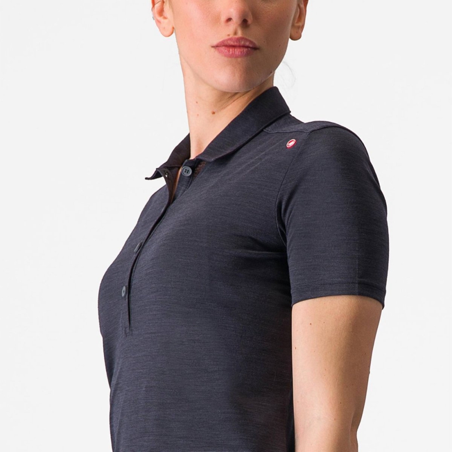 Castelli MERINO W POLO Naisten Casual Mustat | ANML-02714