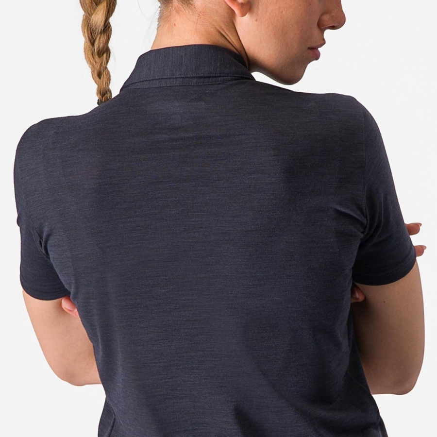 Castelli MERINO W POLO Naisten Casual Mustat | ANML-02714