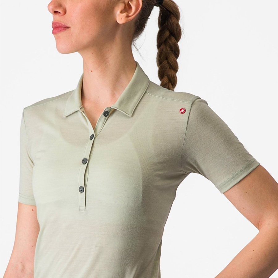 Castelli MERINO W POLO Naisten Casual Vihreä | TDKJ-76259