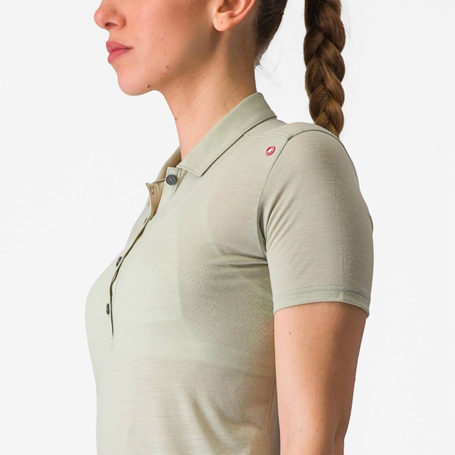 Castelli MERINO W POLO Naisten Casual Vihreä | TDKJ-76259