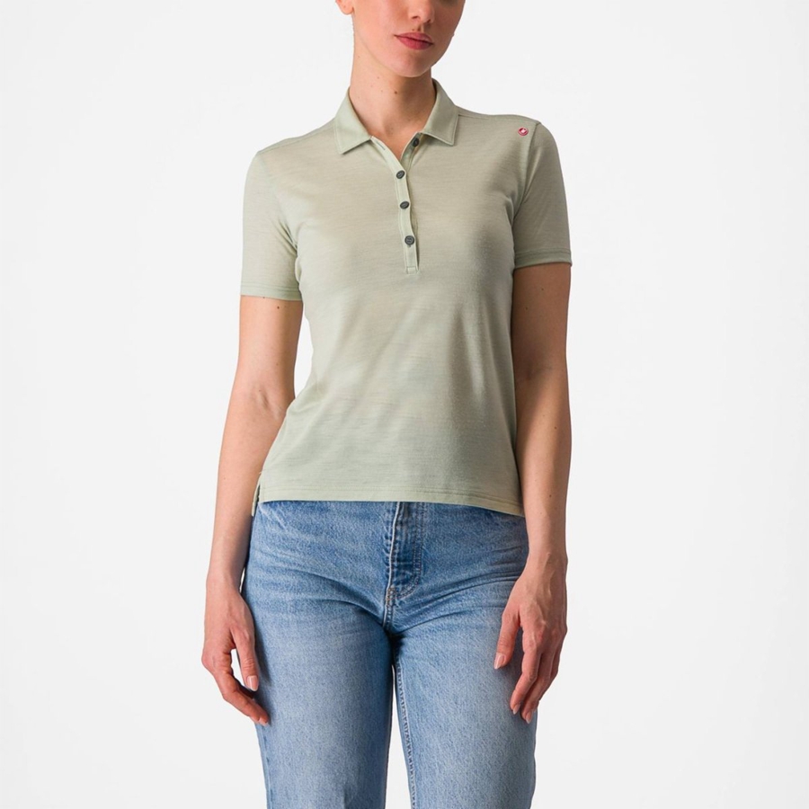 Castelli MERINO W POLO Naisten Casual Vihreä | TDKJ-76259