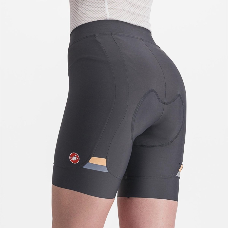 Castelli PRIMA Naisten Shortsit Tummanharmaat Oranssi | WZQJ-35241