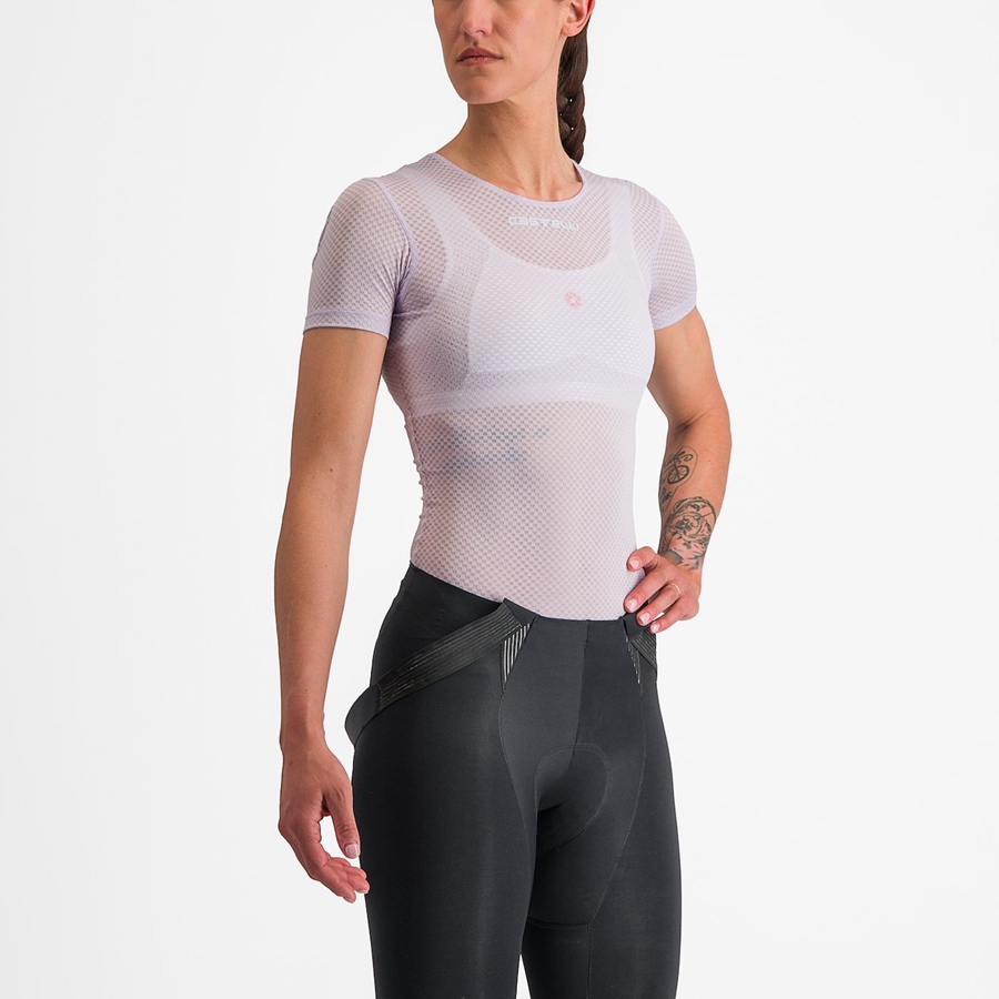 Castelli PRO MESH W SHORT SLEEVE Naisten Base Layer Violetit Valkoinen | RBOP-72390