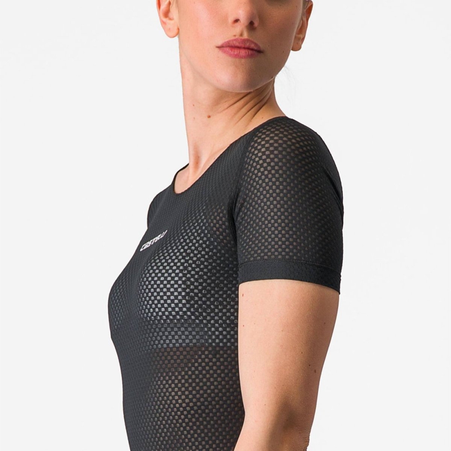 Castelli PRO MESH W SHORT SLEEVE Naisten Base Layer Mustat | KHBL-57891