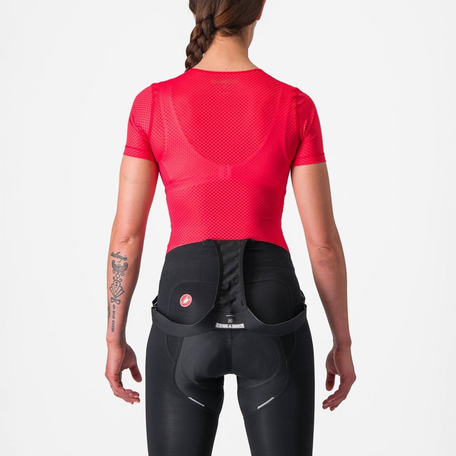 Castelli PRO MESH W SHORT SLEEVE Naisten Base Layer Punainen | HXYU-54716