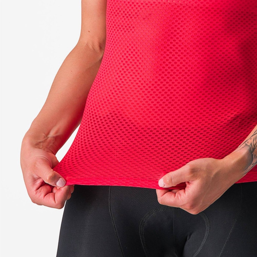 Castelli PRO MESH W SHORT SLEEVE Naisten Base Layer Punainen | HXYU-54716