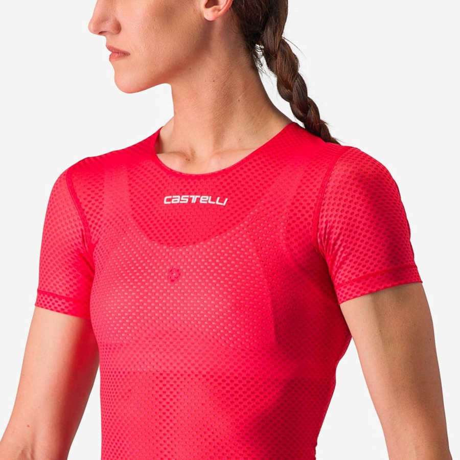 Castelli PRO MESH W SHORT SLEEVE Naisten Base Layer Punainen | HXYU-54716