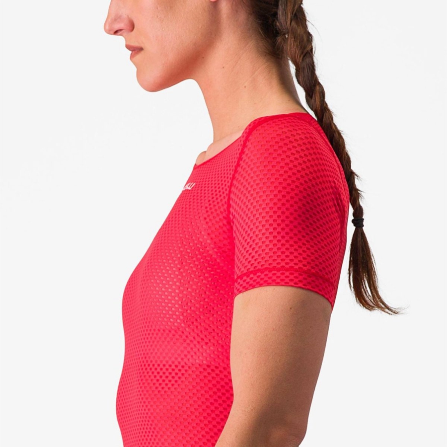 Castelli PRO MESH W SHORT SLEEVE Naisten Base Layer Punainen | HXYU-54716