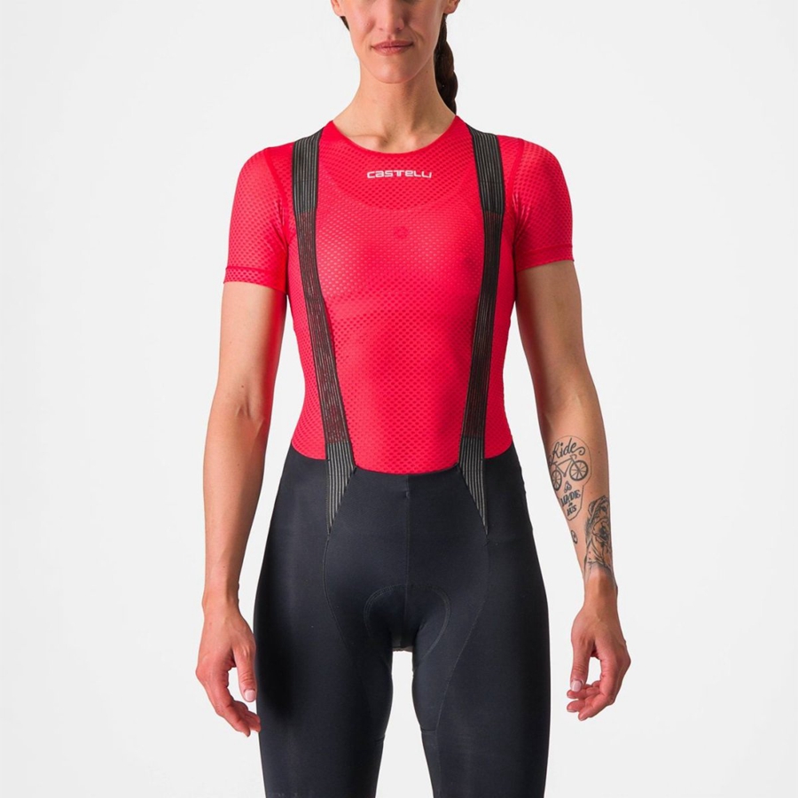 Castelli PRO MESH W SHORT SLEEVE Naisten Base Layer Punainen | HXYU-54716