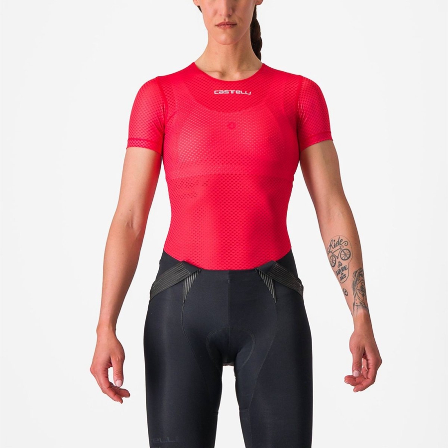 Castelli PRO MESH W SHORT SLEEVE Naisten Base Layer Punainen | HXYU-54716