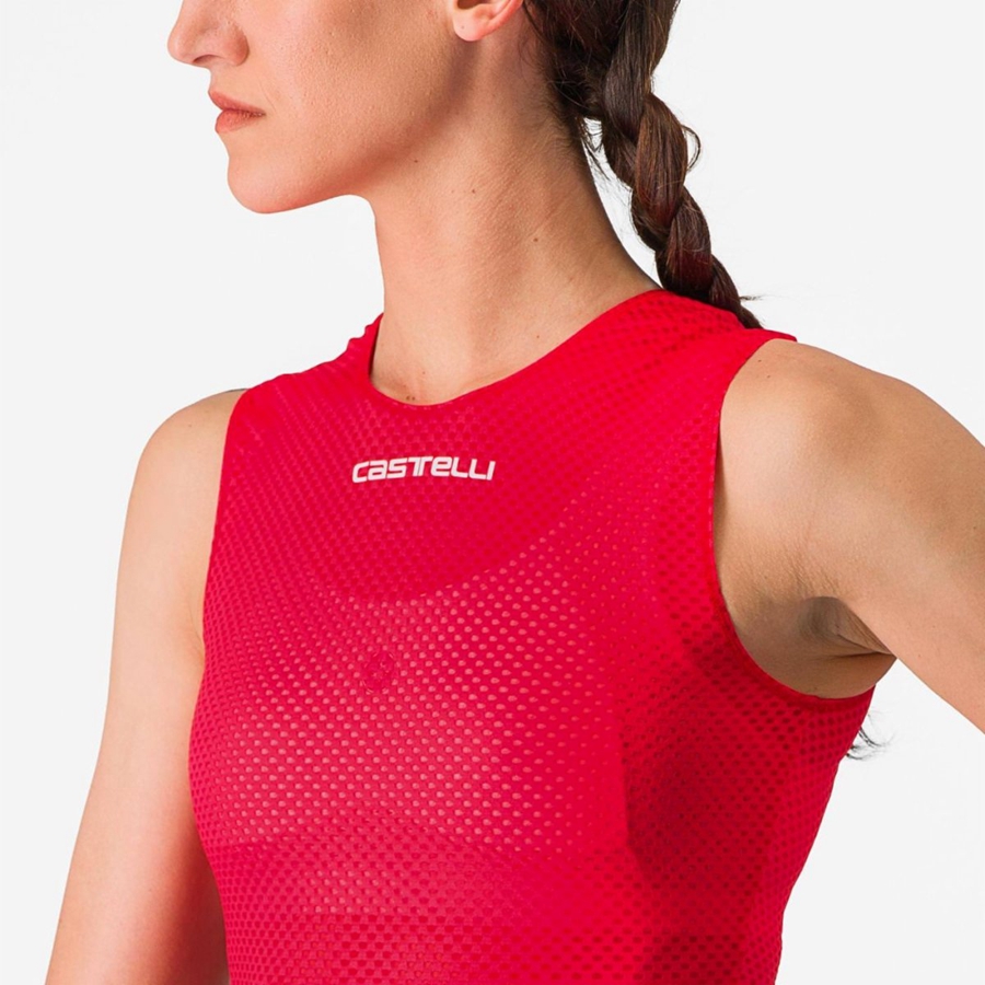 Castelli PRO MESH W SLEEVELESS Naisten Base Layer Punainen | RHFS-65873