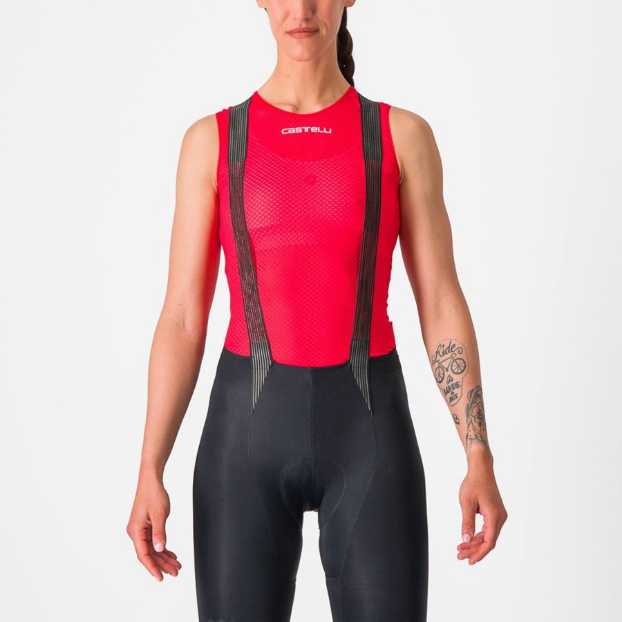 Castelli PRO MESH W SLEEVELESS Naisten Base Layer Punainen | RHFS-65873