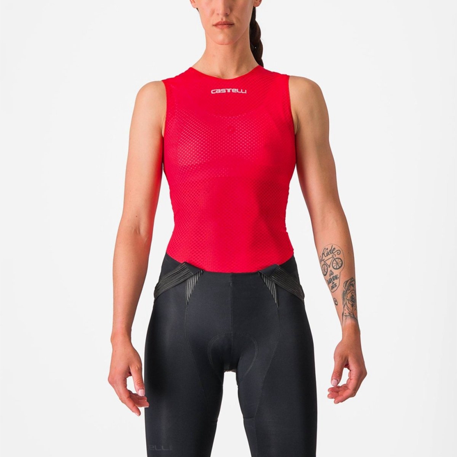 Castelli PRO MESH W SLEEVELESS Naisten Base Layer Punainen | RHFS-65873