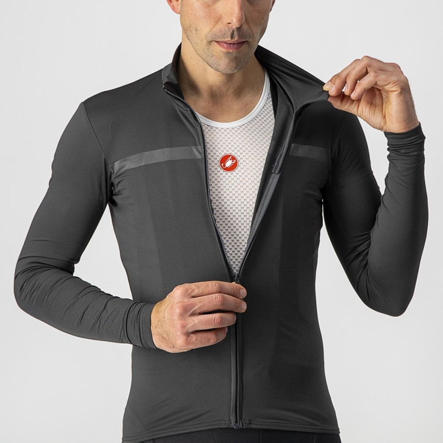 Castelli PRO THERMAL MID LS Miesten Pelipaita Tummanharmaat | CWIO-96013