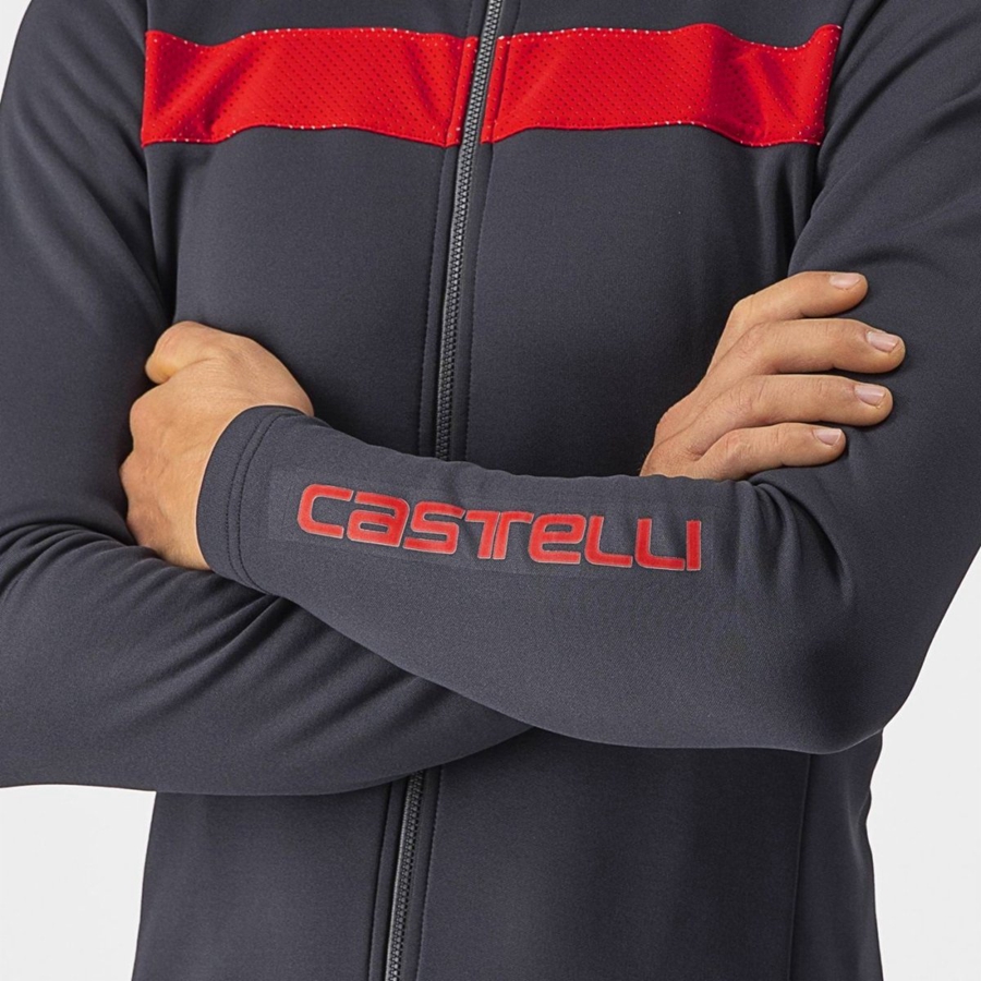 Castelli PURO 3 FZ Miesten Pelipaita Tummanharmaat Punainen | HOYP-37125