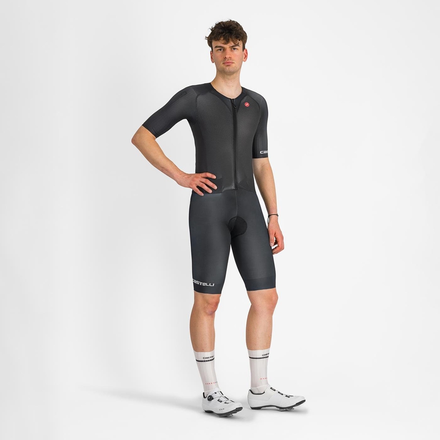 Castelli SANREMO BTW Miesten Speedsuit Mustat | GLXT-49231