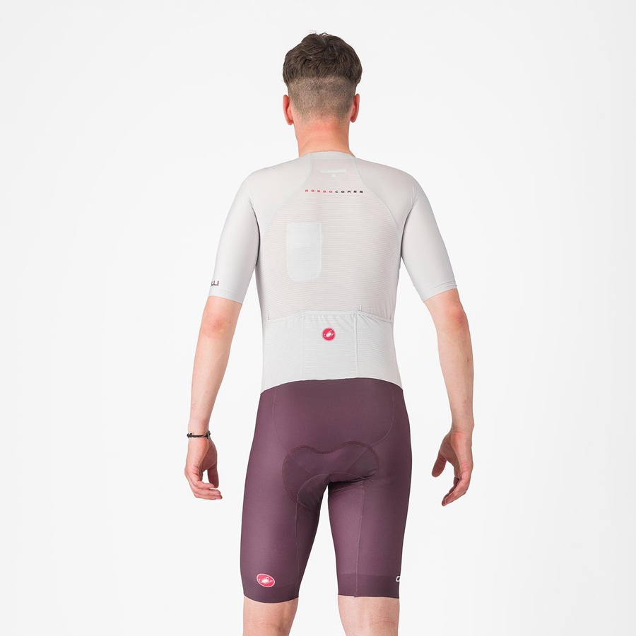 Castelli SANREMO BTW X2 Miesten Speedsuit Hopea Harmaat Viininpunainen | DNHQ-30574