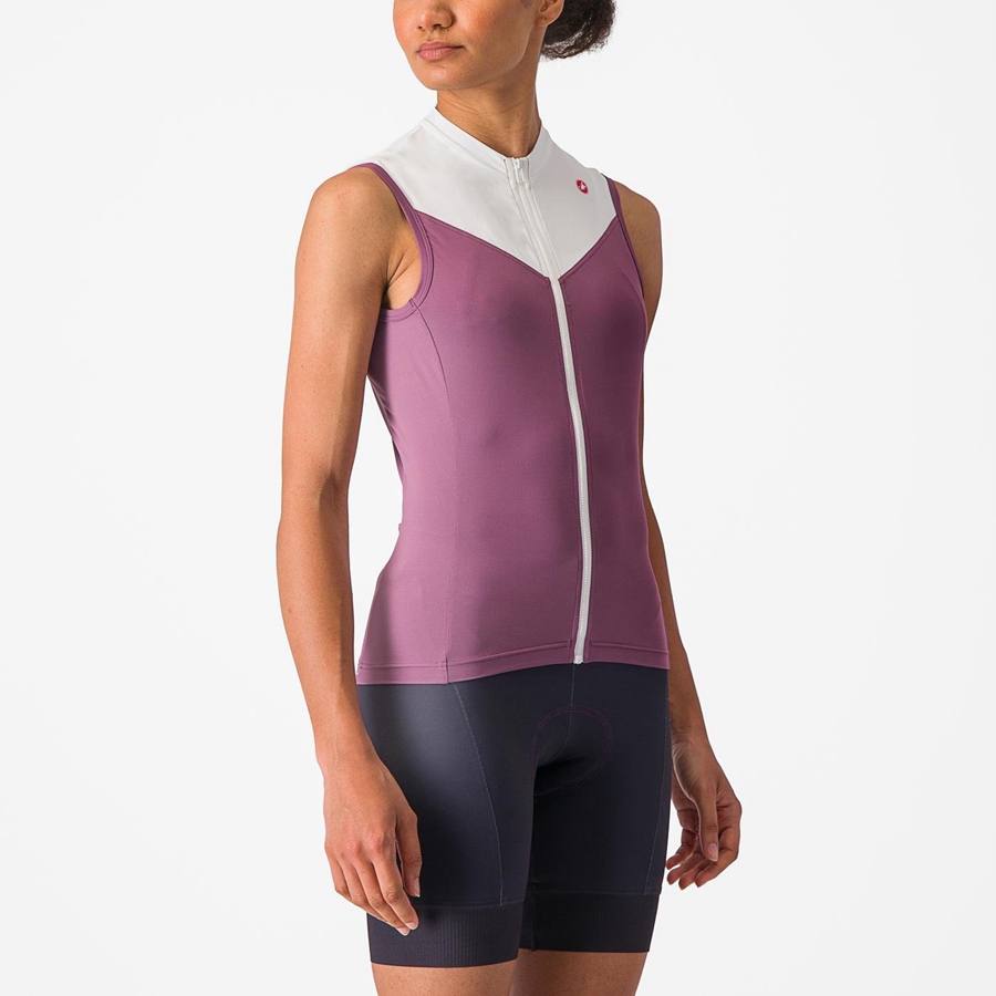 Castelli SOLARIS SLEEVELESS Naisten Pelipaita Syvä Violetit Valkoinen | JLKO-21740