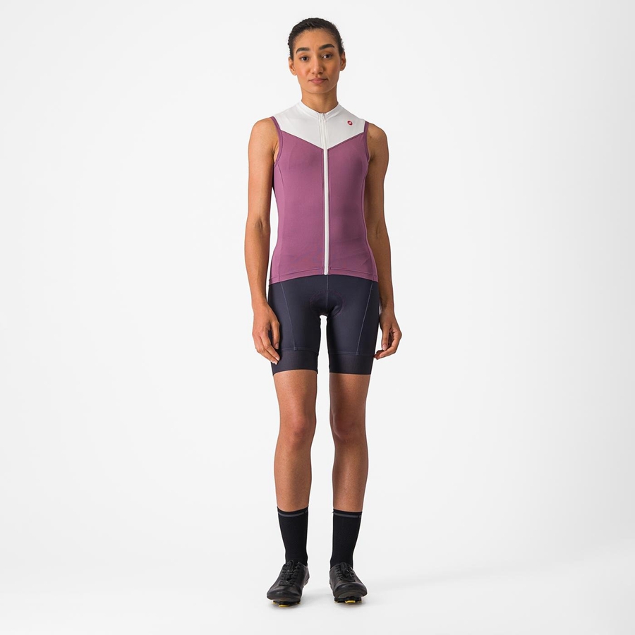 Castelli SOLARIS SLEEVELESS Naisten Pelipaita Syvä Violetit Valkoinen | JLKO-21740