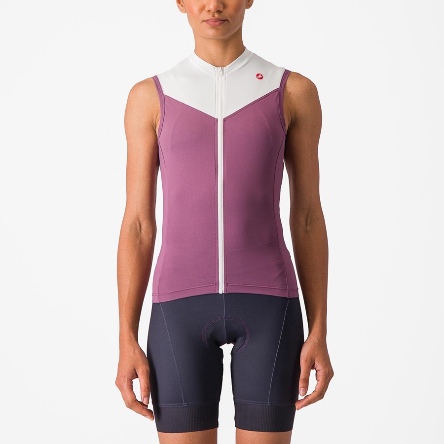 Castelli SOLARIS SLEEVELESS Naisten Pelipaita Syvä Violetit Valkoinen | JLKO-21740