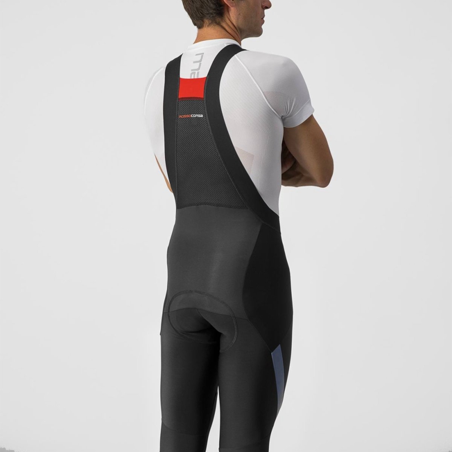 Castelli SORPASSO RoS Miesten Bib Sukkahousut Mustat Hopea | MNCT-21903