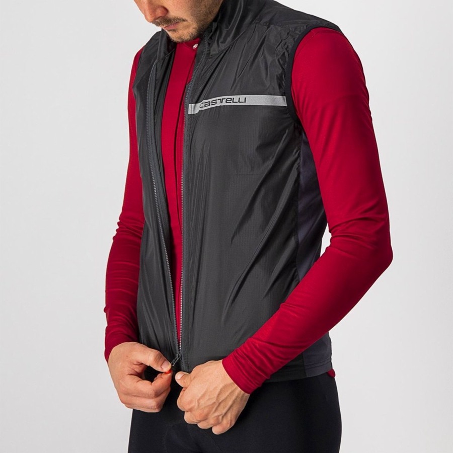 Castelli SQUADRA STRETCH Miesten Liivi Mustat Tummanharmaat | ERYM-71948