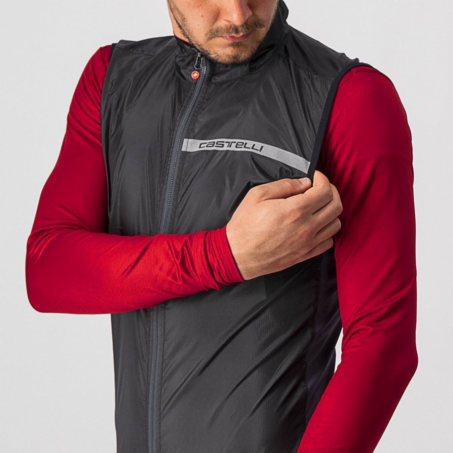 Castelli SQUADRA STRETCH Miesten Liivi Mustat Tummanharmaat | ERYM-71948