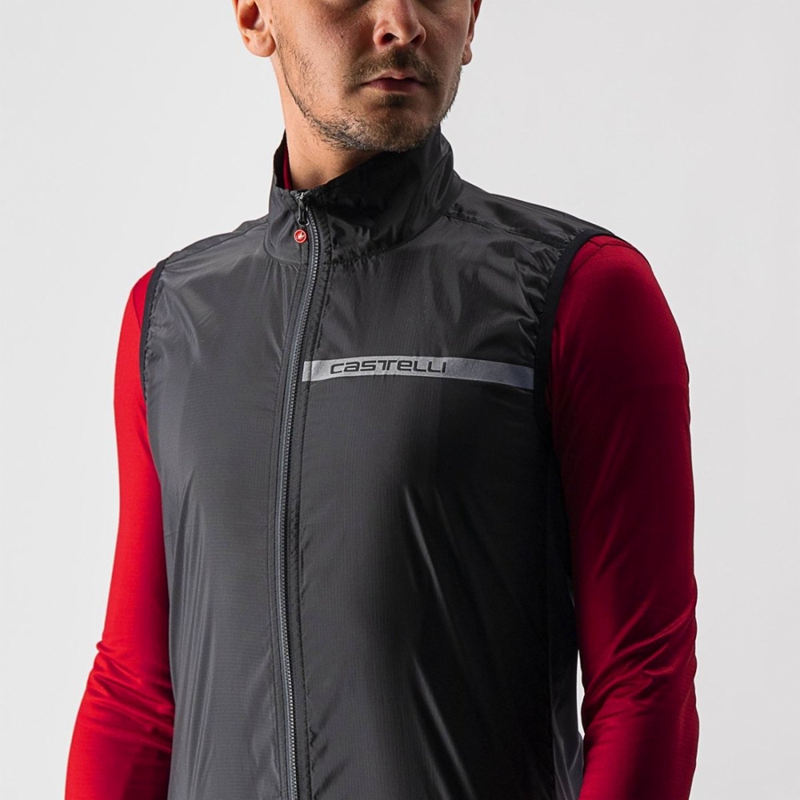 Castelli SQUADRA STRETCH Miesten Liivi Mustat Tummanharmaat | ERYM-71948