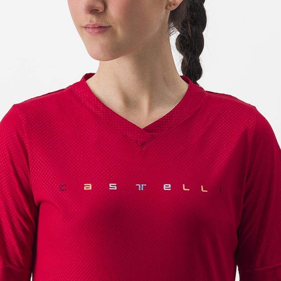 Castelli TRAIL TECH 2 W TEE Naisten Pelipaita Tummanpunainen | JGLW-24059