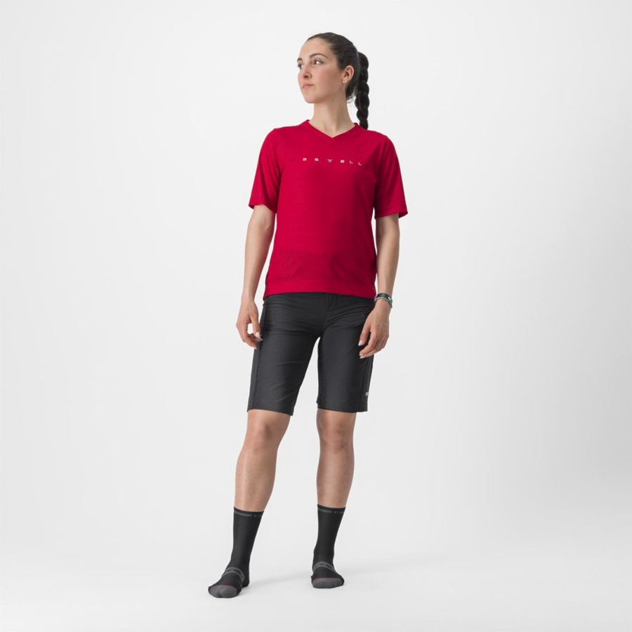 Castelli TRAIL TECH 2 W TEE Naisten Pelipaita Tummanpunainen | JGLW-24059