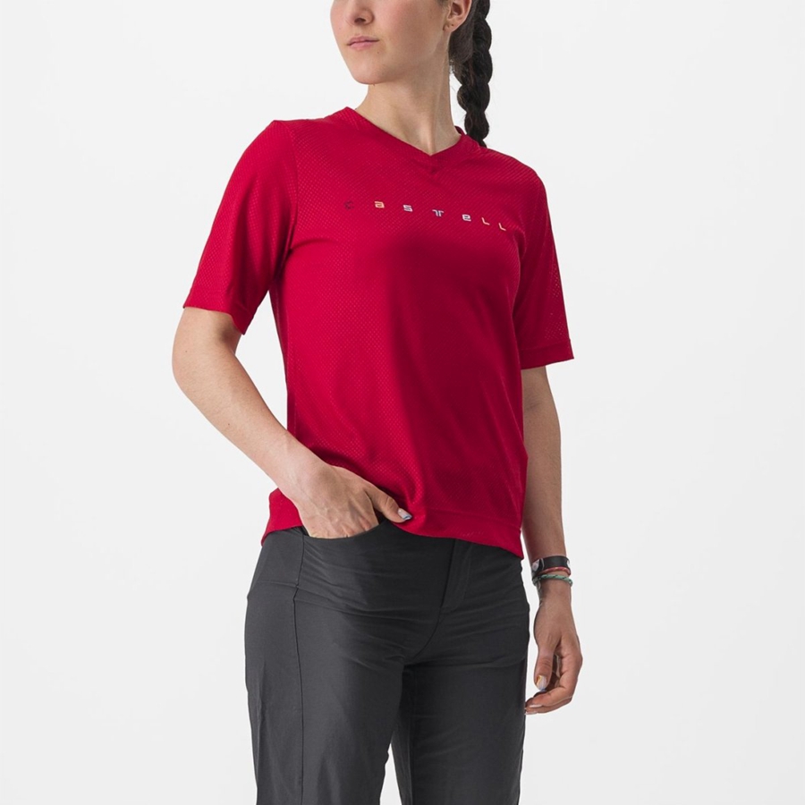 Castelli TRAIL TECH 2 W TEE Naisten Pelipaita Tummanpunainen | JGLW-24059